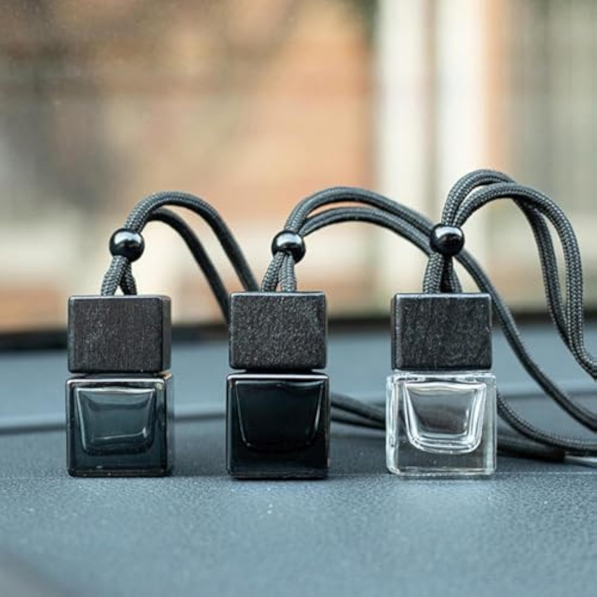 3x3Pcs Car Perfume Bottles Hanging Diffuser Bottles, Gradient Black